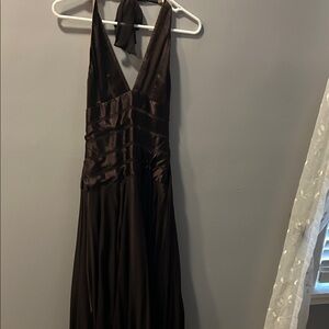 Elegant Brown Halter Dress